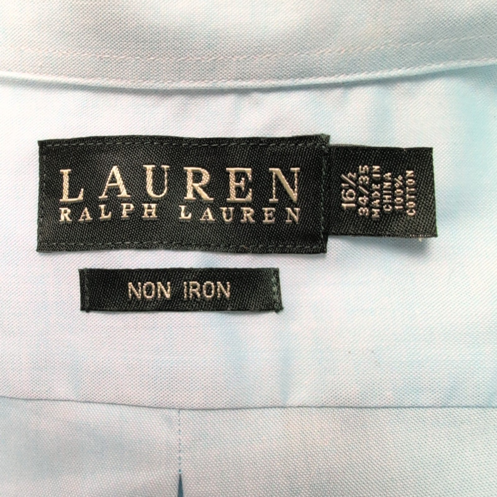Chemise Lauren Ralph Lauren L XL Turquoise Uni Coton Poche 16.5 manches longues