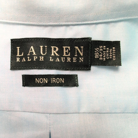 Chemise Lauren Ralph Lauren L XL Turquoise Uni Coton Poche 16.5 manches longues