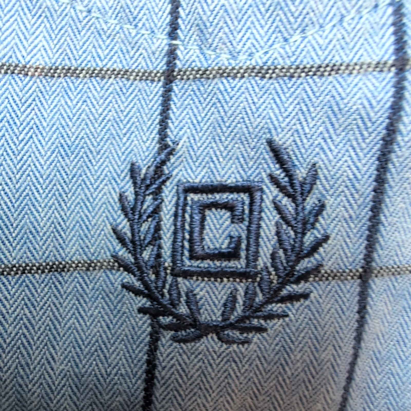 Chemise Chaps Easy Care Twill bleu ciel carreaux manches longues 1 poche L