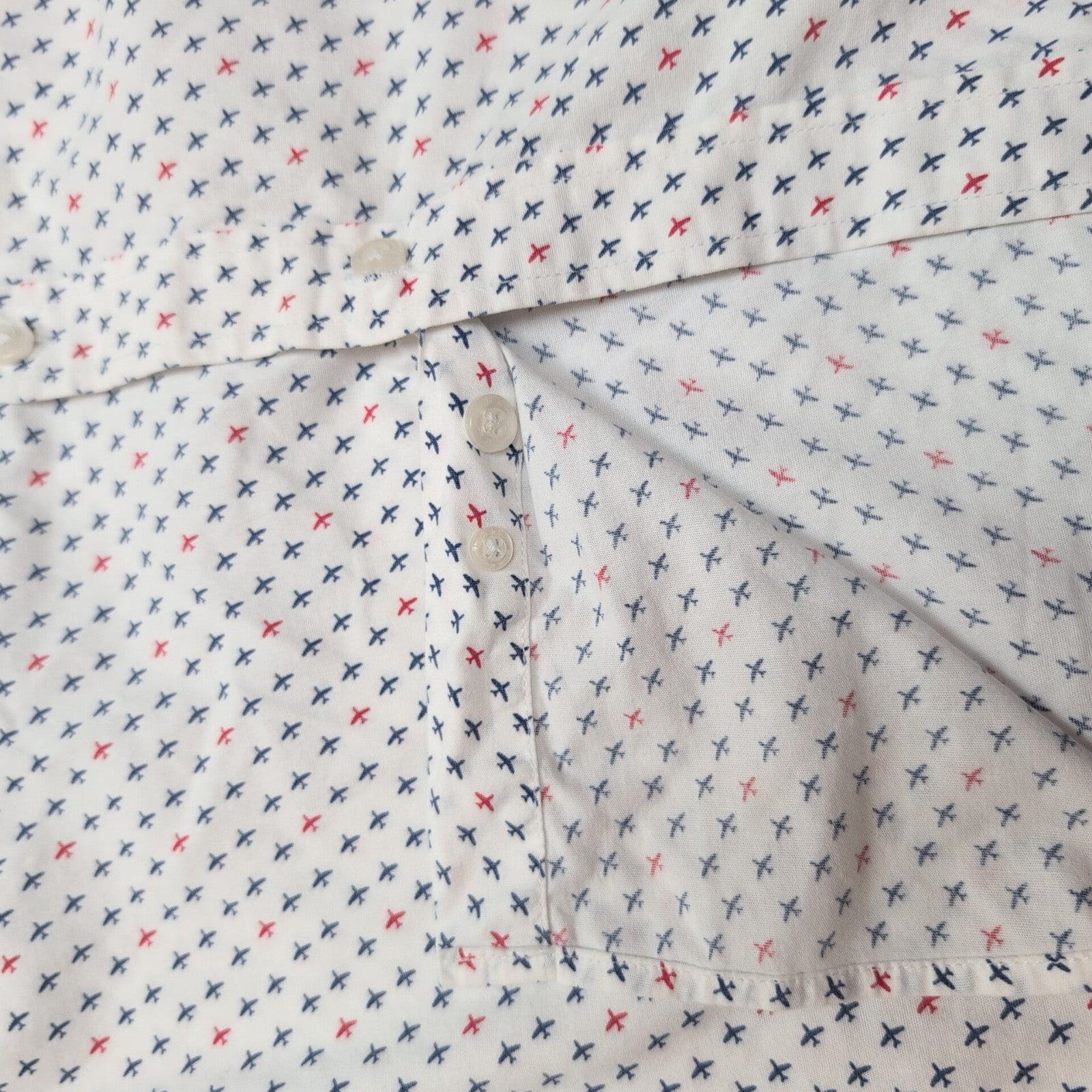 Chemise Nicole Miller XL blanche avions coton stretch manches courtes
