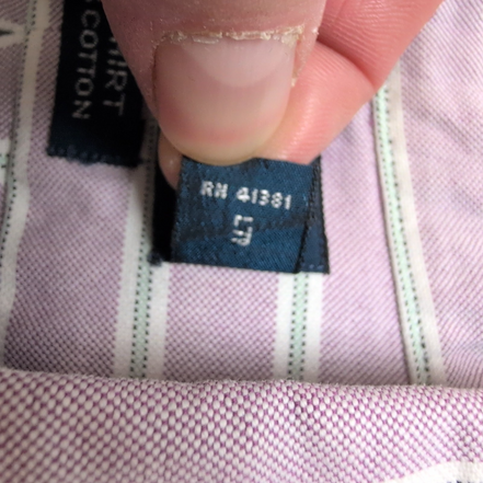 Chemise Ralph Lauren Big Shirt Vintage L Violet Pâle Rayures Logo Bleu Marine