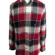 CHAPS Flanelle Rouge Noir M Logo Cuir NEUF VINTAGE 100% Coton | 316S