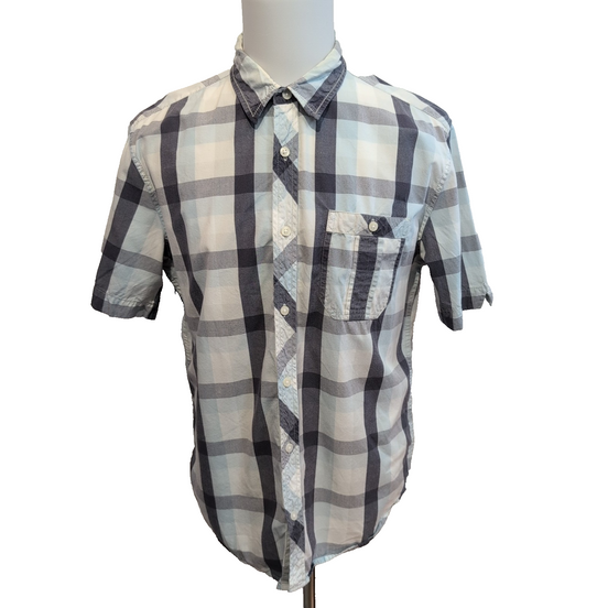 Chemise Manches Courtes Levi's à Carreaux Bleu et Blanc Taille L 1 poche