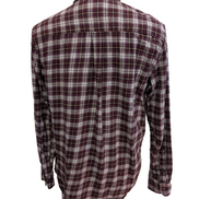 🐻 CHEMISE FLANELLE CHAPS M (G) CARREAUX BORDEAUX MARRON LOGO CUIR