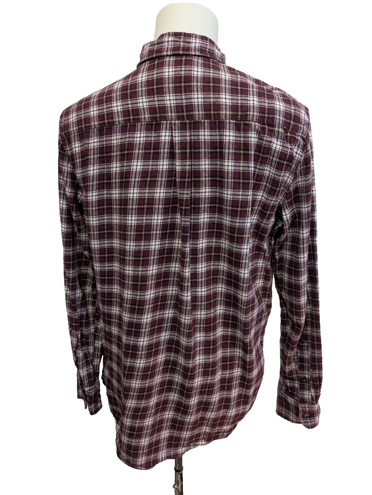 🐻 CHEMISE FLANELLE CHAPS M (G) CARREAUX BORDEAUX MARRON LOGO CUIR