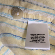 Chemise Roundtree & Yorke XL Lin Coton Rayures Jaune Bleu Manches courtes