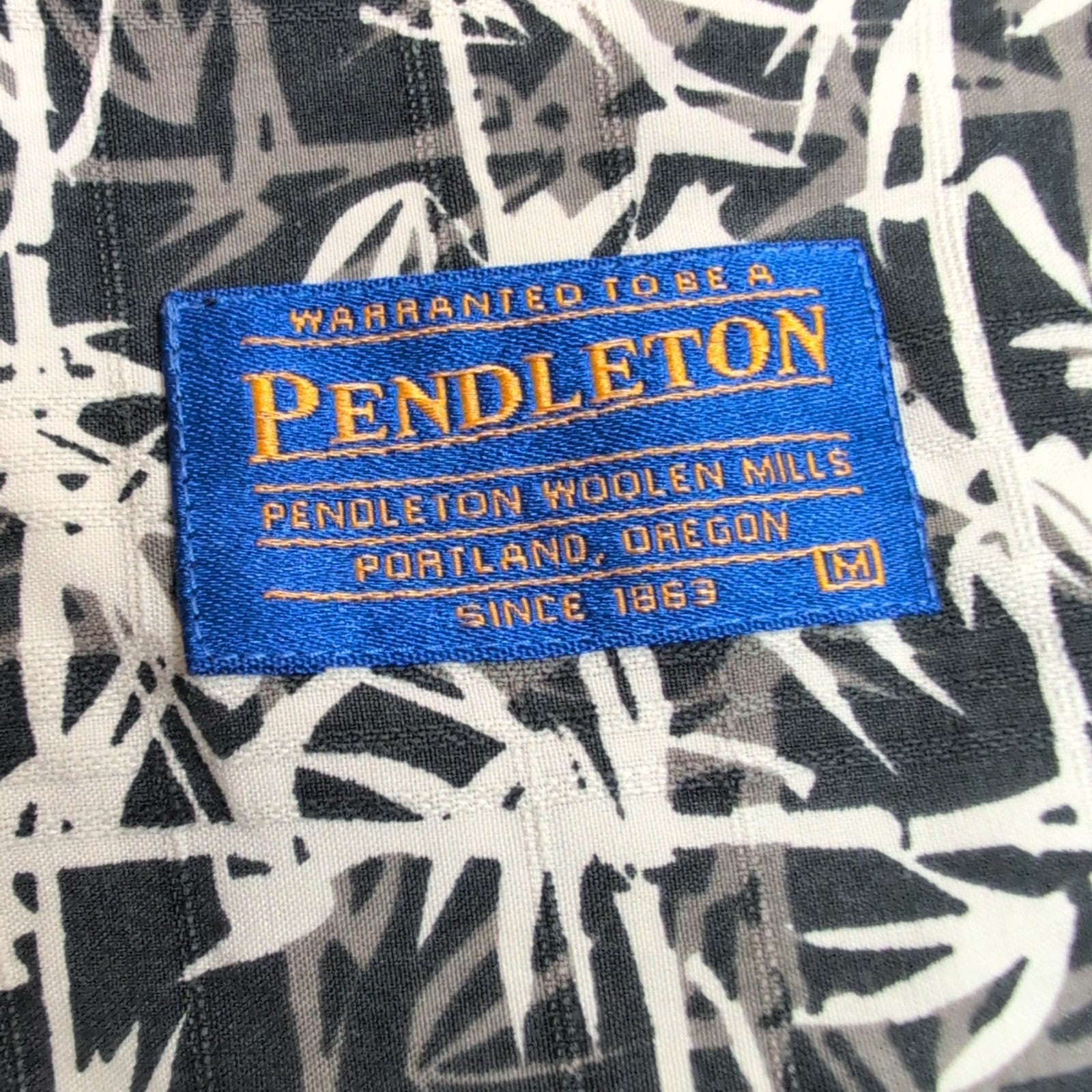 Chemise Hawaïenne Pendleton Soie Coton Noir Bambou M