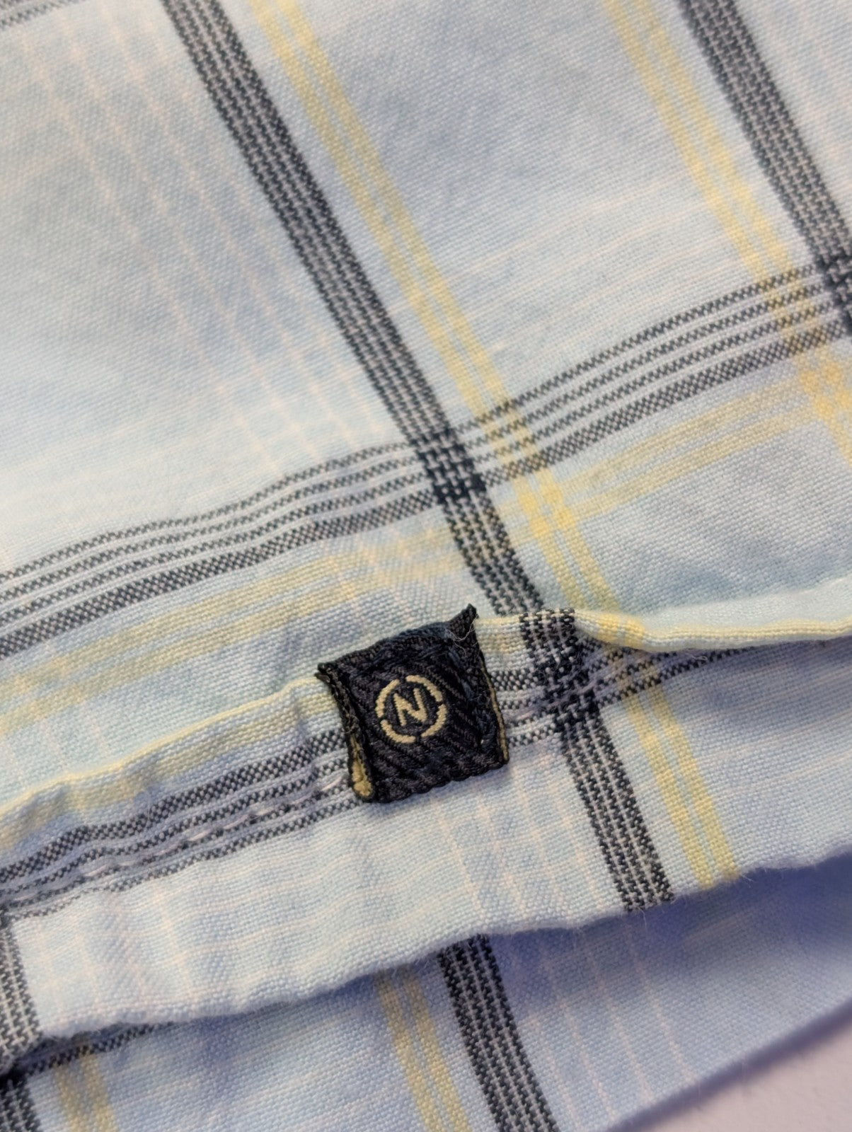 Chemise manches courtes Nautica bleu ciel à carreaux taille XL #135msch