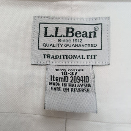Chemise L.L. BEAN Homme XXL Blanche Manches Longues Coton Premium