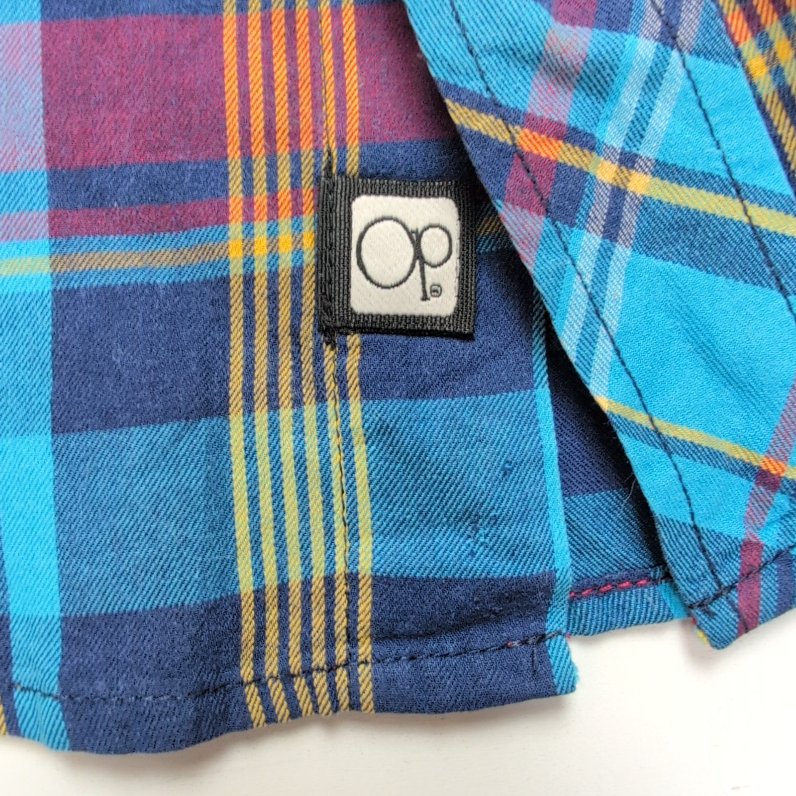 Chemise Op XL Bleu Ciel Carreaux 2 Poches Coton Manches Longues