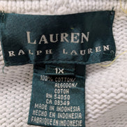 Pull Lauren Ralph Lauren femme 1X XL XXL coton rayures vert menthe blanc