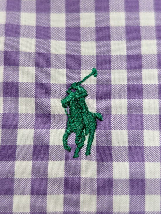 Chemise Ralph Lauren violet logo vert petits carreaux taille XXL #2578
