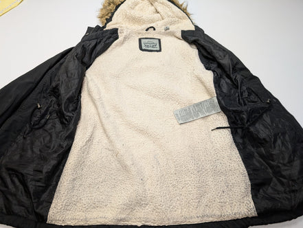 Parka levis noir capuche sherpa Nylon Femme M TBE | 295BSR