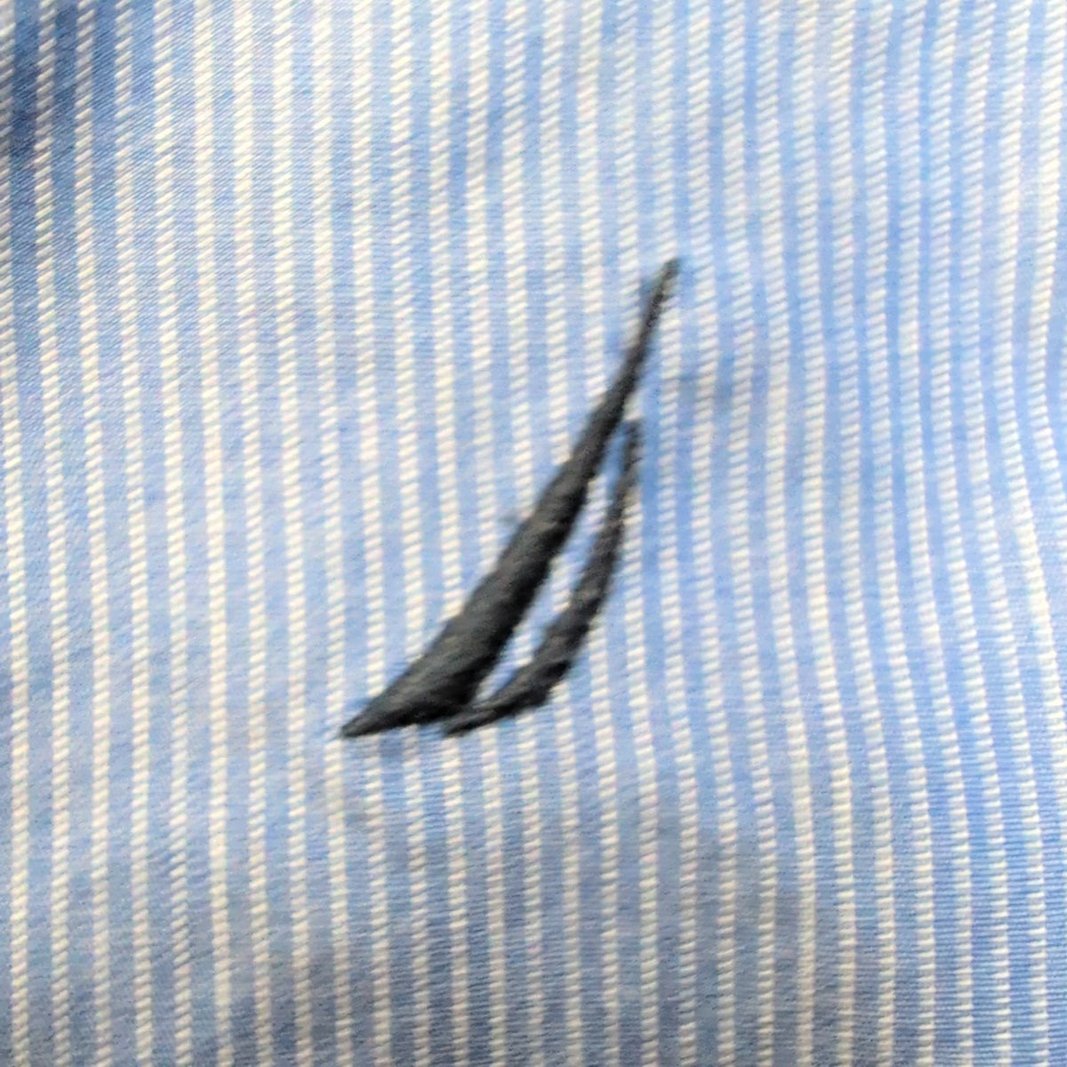 Chemise Nautica L Bleu Rayures 100s Two Ply Coton Logo Poche manches longues