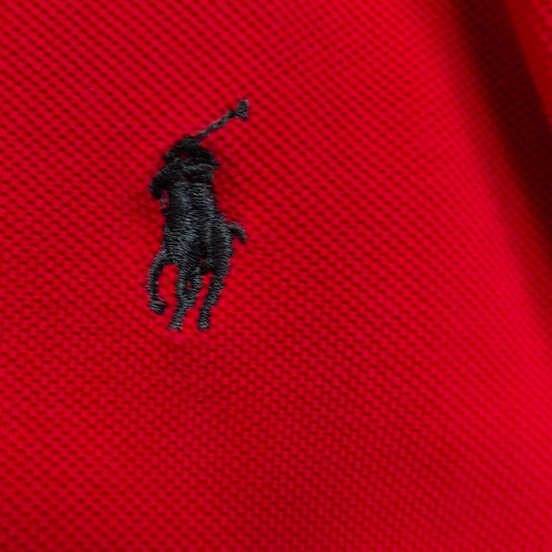 Polo Ralph Lauren Homme M Rouge Logo Bleu Polo Manches Courtes Classic Fit