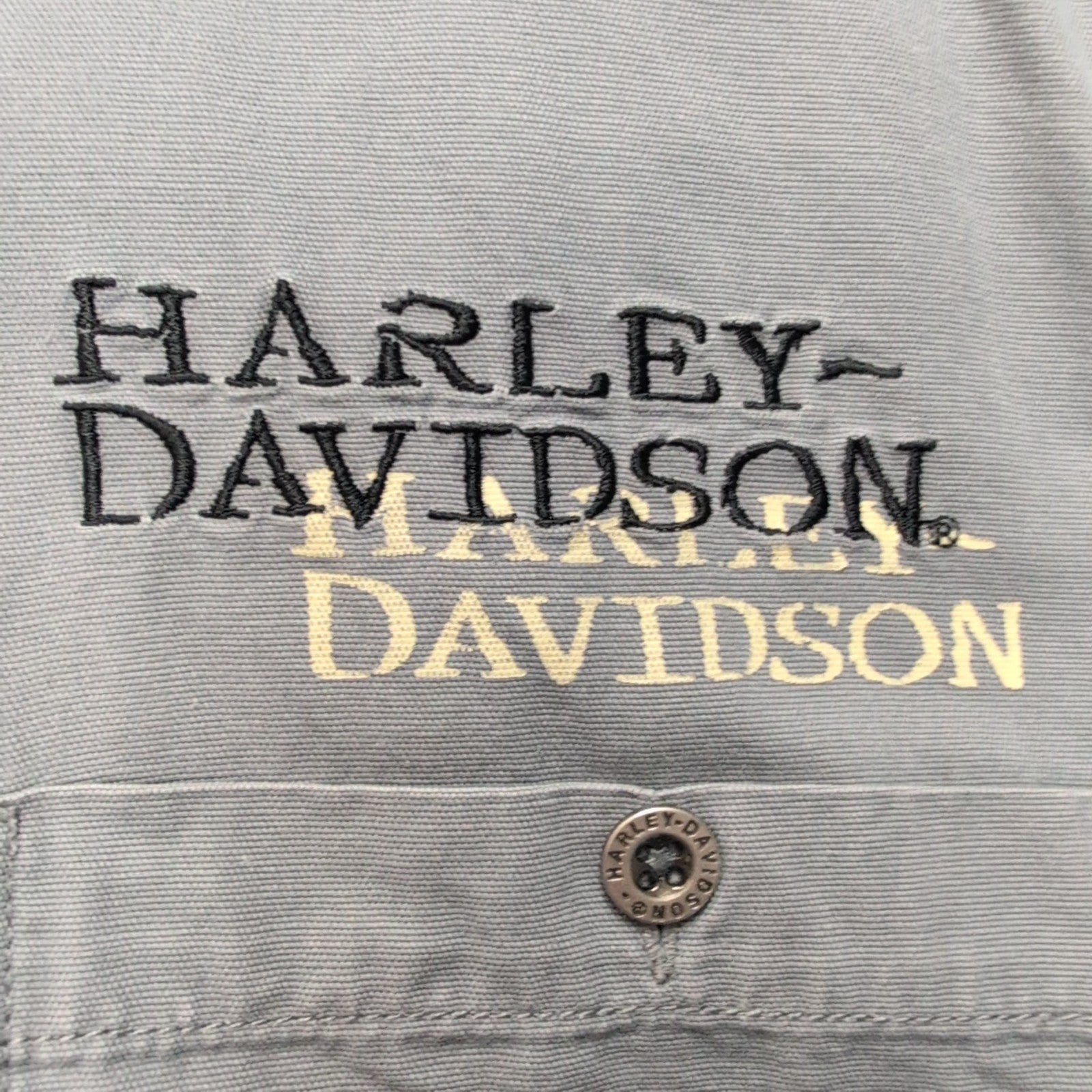 Harley Davidson Chemise Vintage Grise Manches Courtes Tête de Mort Homme 2XL
