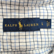 Chemise Ralph Lauren L Blanche Carreaux Bleu Noir Logo Marine Button Down Shirt