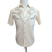 Chemise western Rocking K Ranchwear Kennington brodée crème S vintage