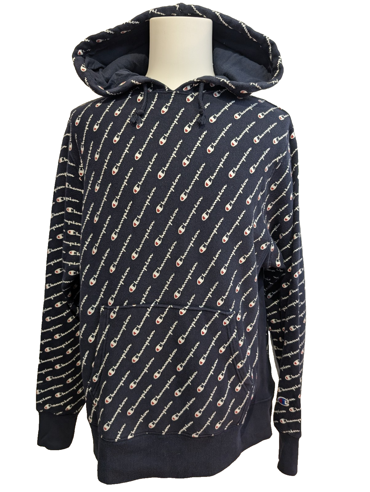 ➜ Sweat à Capuche Champion Vintage - Motif Multi-Logo All-Over - Taille L
