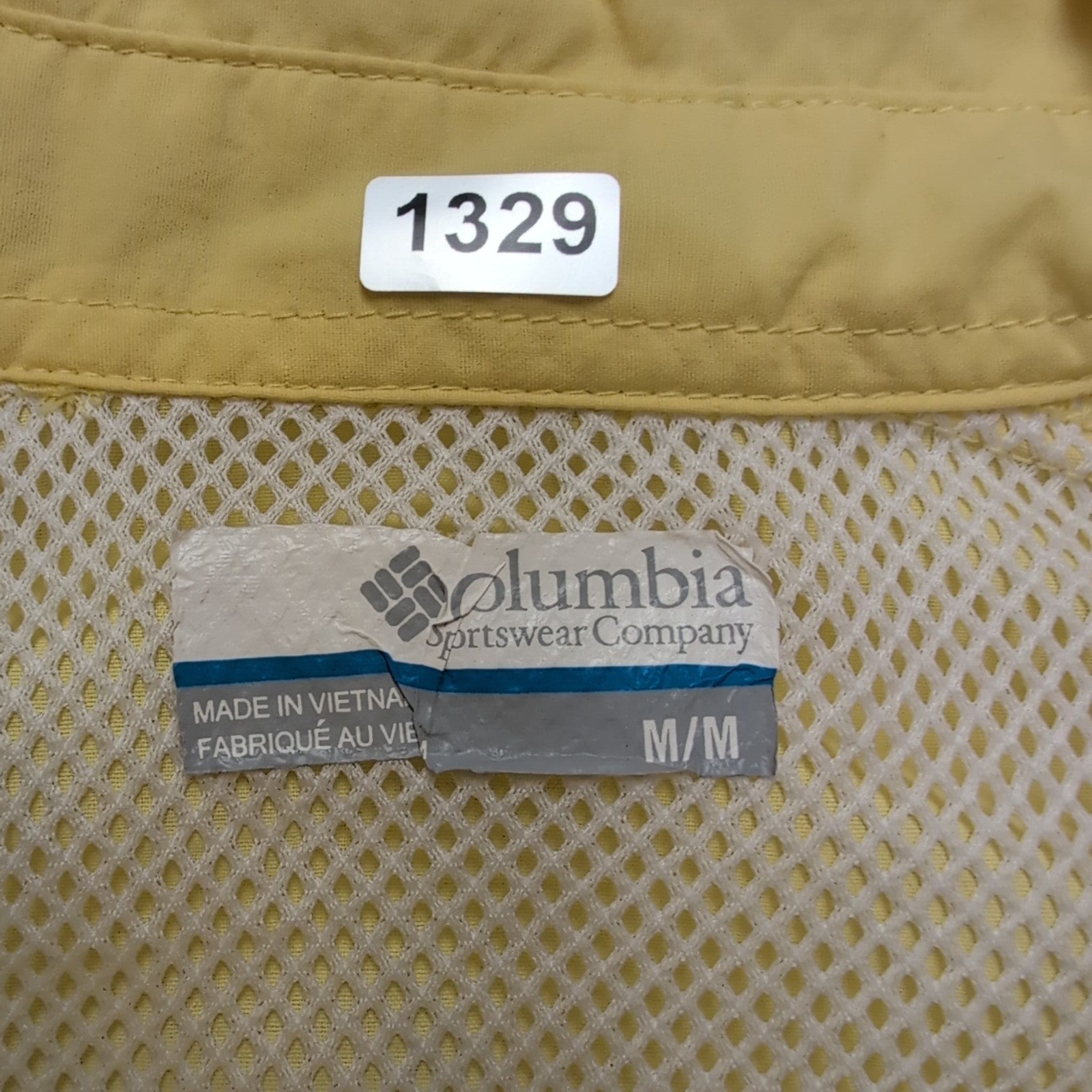 Chemise Columbia PFG Omni Shade M jaune nylon ventilée pêche technique
