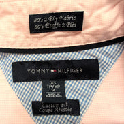Chemise Tommy Hilfiger Homme Taille XS Coupe Ajustée Rose Micro Carreaux Poche