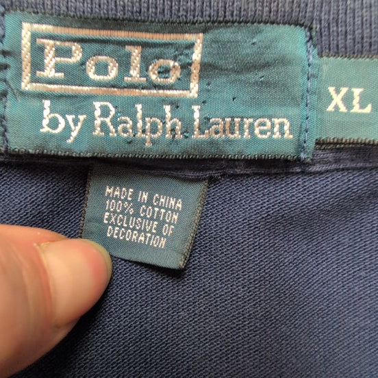 Polo Ralph Lauren Homme XL Bleu Marine Logo Rouge Polo Manches Courtes