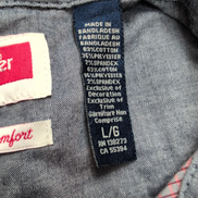 Chemise Wrangler Manches Courtes Rouge et Grise à Poches Stretch Taille L