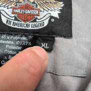 Chemise Harley-Davidson XL Grise Flammes Boutons Gravés Vintage manches courtes