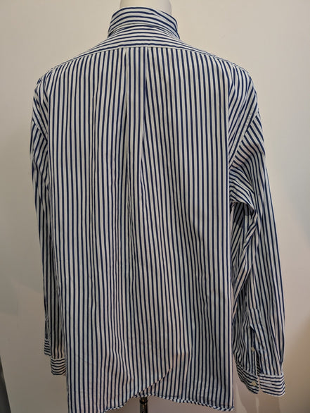Chemise Ralph Lauren Custom Fit Taille XXL Bleu Marine Rayures Manches Longues