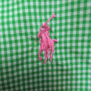 Chemise Ralph Lauren Classic Fit Homme M Vert Vichy Logo Rose Coton