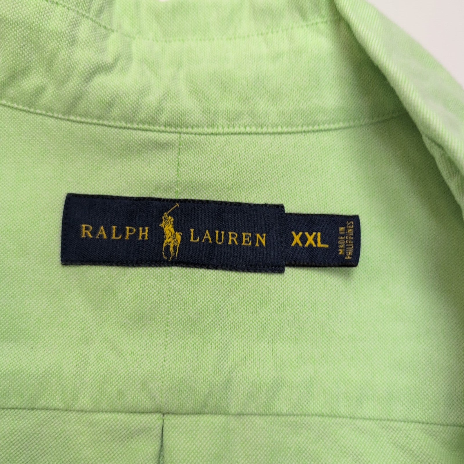 Chemise Ralph Lauren XXL Vert Clair Oxford Coton Logo Marron Manches longues
