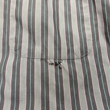 Chemise Lacoste L Rayures Marron Rose Bleu Coton Logo Poche manches longues