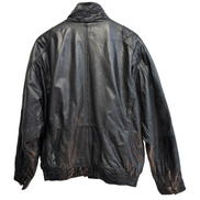 🖤 ARCHITECT Blouson Cuir Véritable Noir Bomber AVIATEUR Doublé Taille L |40c