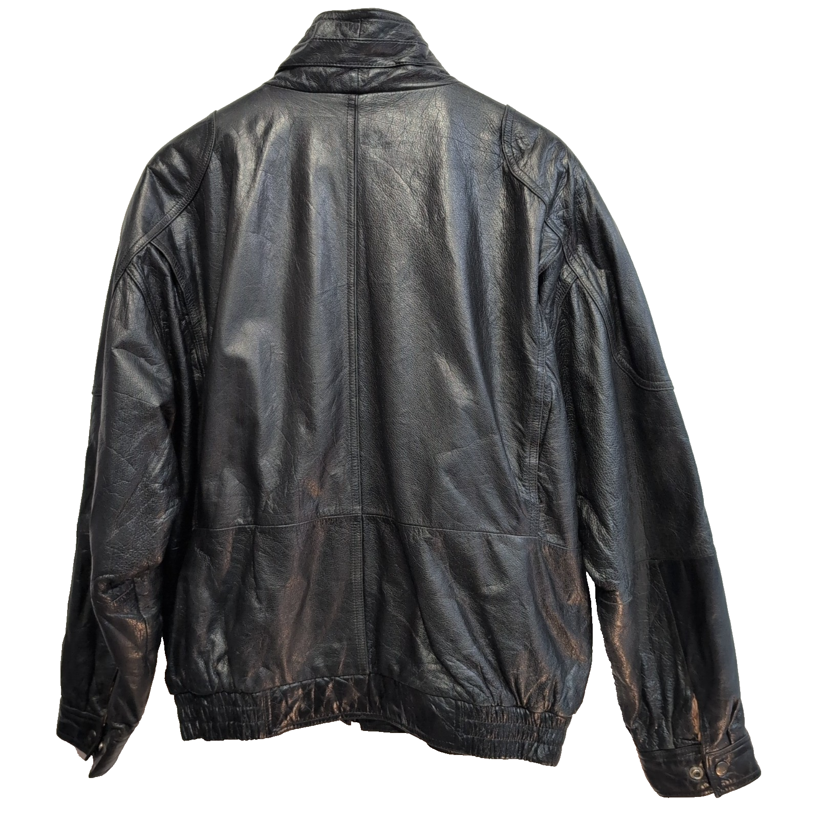 🖤 ARCHITECT Blouson Cuir Véritable Noir Bomber AVIATEUR Doublé Taille L |40c