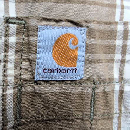 Chemise Carhartt Relaxed Fit 2XL Carreaux Kaki Manches courtes Poche Stylo