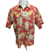 Chemise Hawaïenne Campia Moda L Ananas Cocktails Rouge 100% Coton Corée