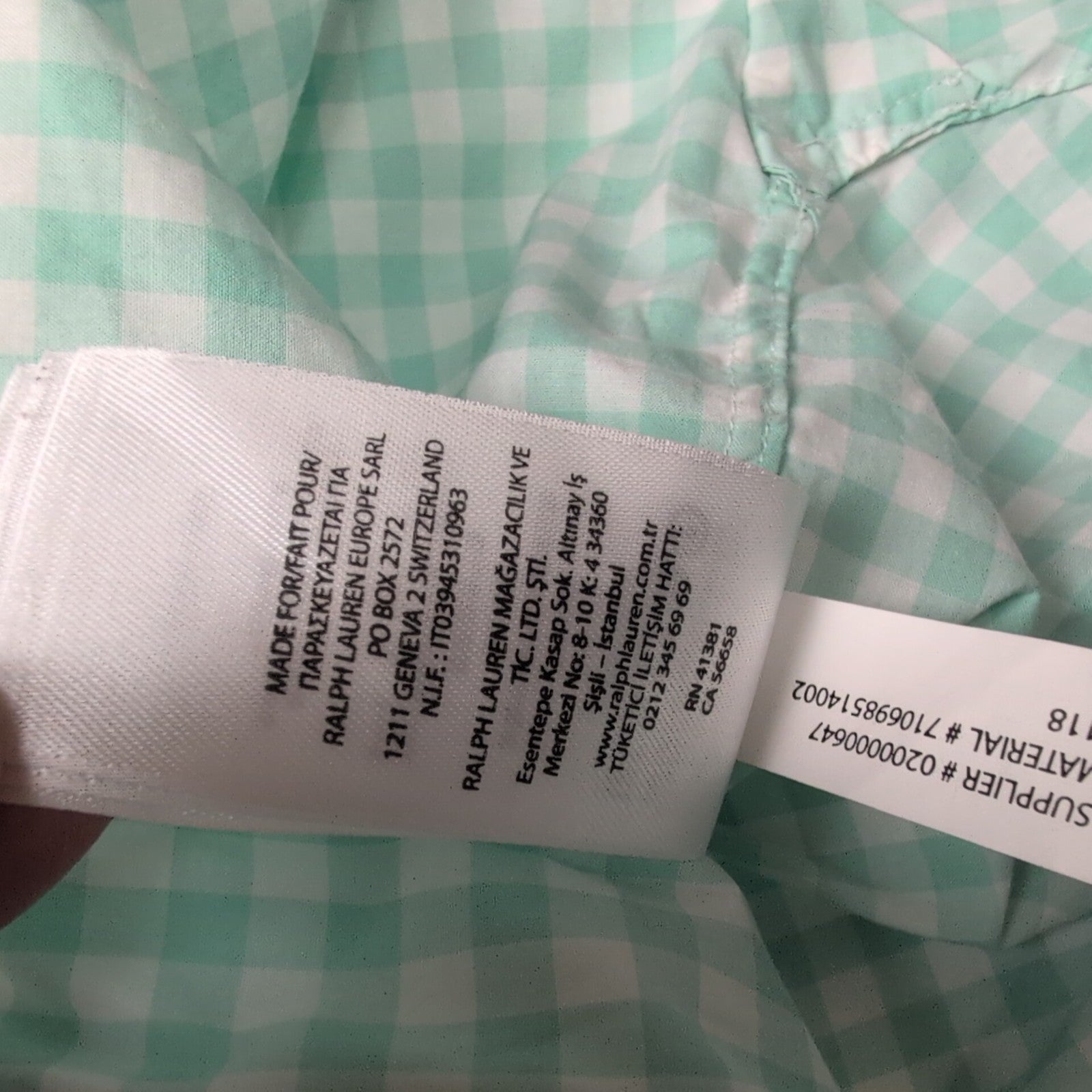 Chemise Polo Ralph Lauren Taille S Slim Fit Stretch Verte à Carreaux Coton