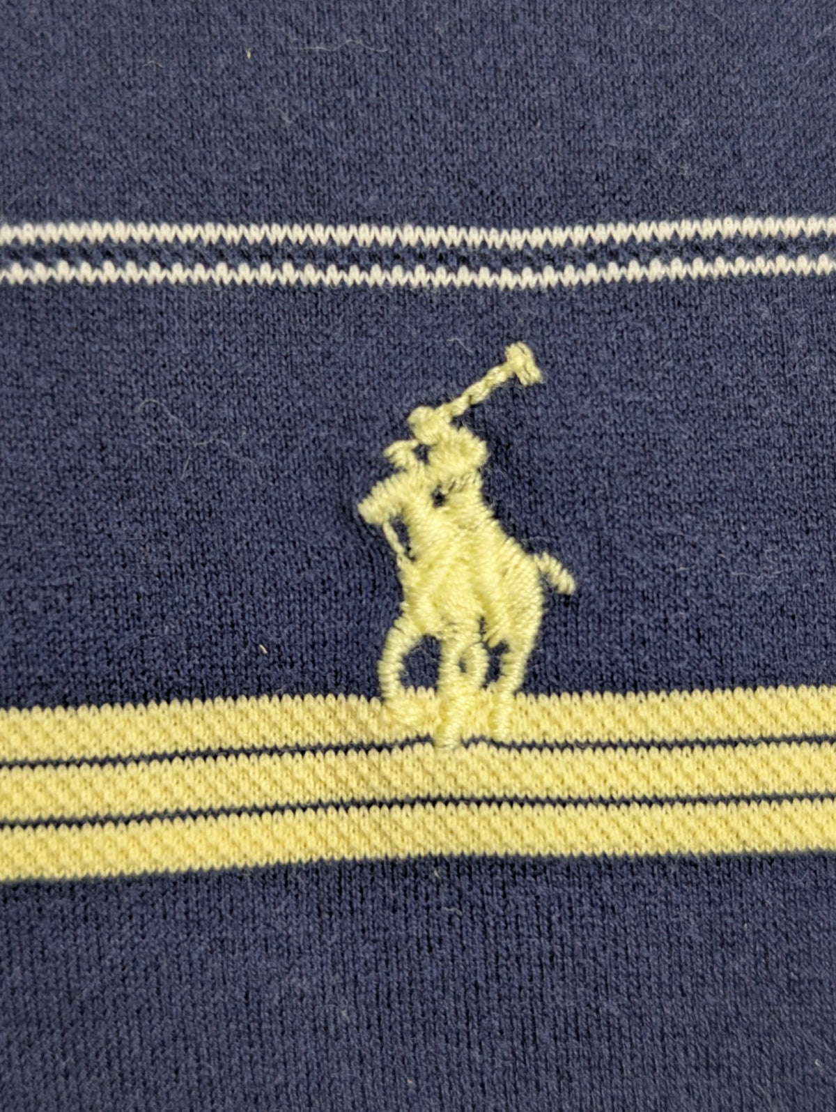 Polo manches courtes Polo Ralph Lauren Golf XL marine rayures jaunes coton Pima