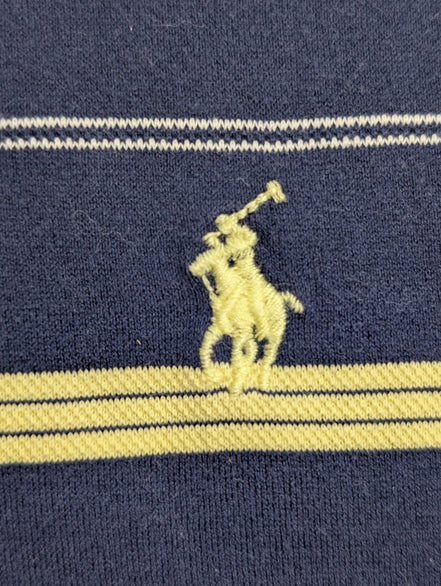 Polo manches courtes Polo Ralph Lauren Golf XL marine rayures jaunes coton Pima
