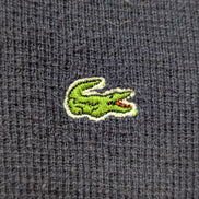 Pull Lacoste Vintage Bleu Marine Rayures Gaufrées Col Rond - Taille 40 L