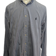Chemise Polo Ralph Lauren Shirt Blake XL Vichy Bleu Blanc Logo Marine Button Dow
