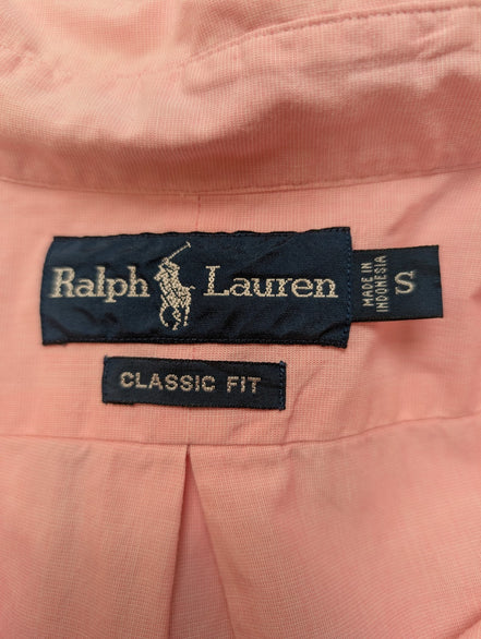 Chemise Ralph Lauren Homme S Manche Courte Rose Classic Fit Logo Bleu Petite Tai