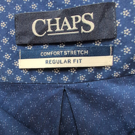 Chemise Chaps Homme Bleue Marine Micro Motif Étoile Stretch Confort Taille L