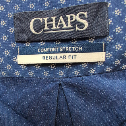 Chemise Chaps Homme Bleue Marine Micro Motif Étoile Stretch Confort Taille L