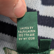 Pull LAUREN Ralph Lauren femme XL coton bleu marine rayures écusson brodé
