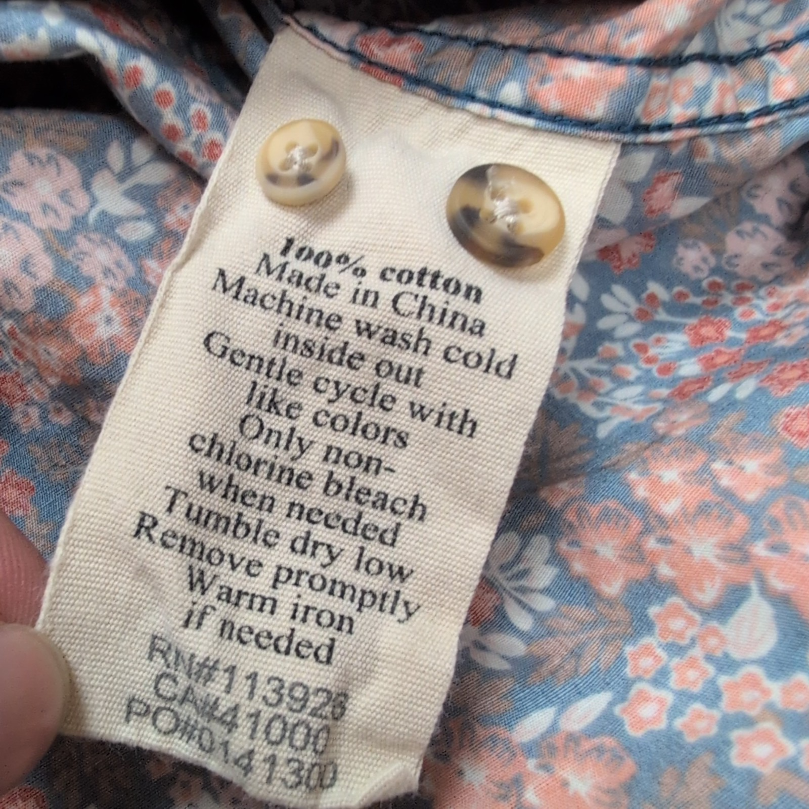 Chemise Life After Denim M Fleurie Rouge Blanc 100% Coton manches longues