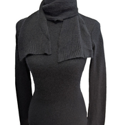 Pull Femme Tommy Hilfiger Noir Angora - Écharpe Intégrée - Taille XS