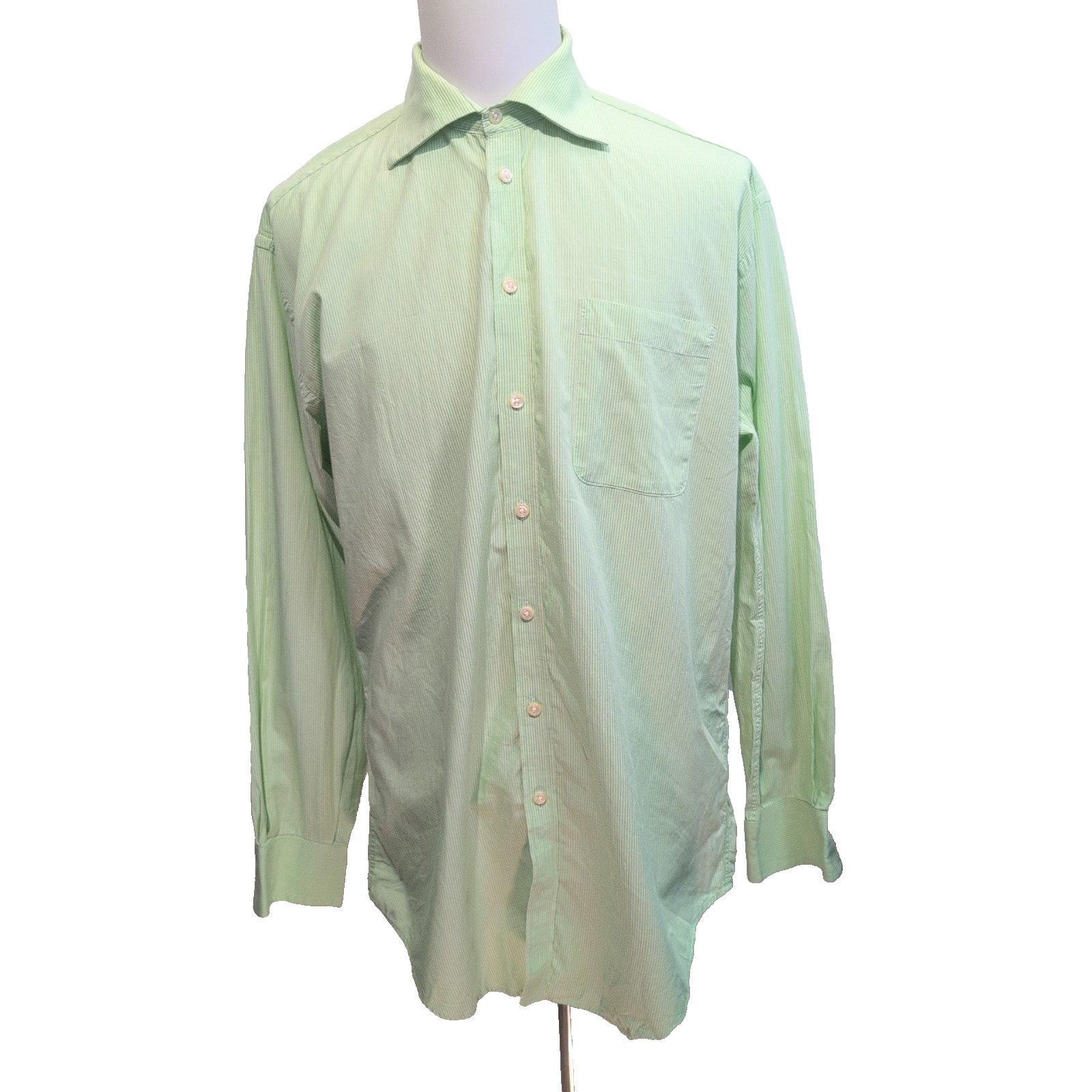 Chemise Nautica L Vert Clair Rayures 100% Coton Poche manches longues