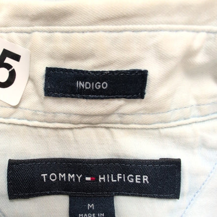 Chemise Tommy Hilfiger Homme Taille M Custom Fit Bleu Indigo Effet Jean Coton