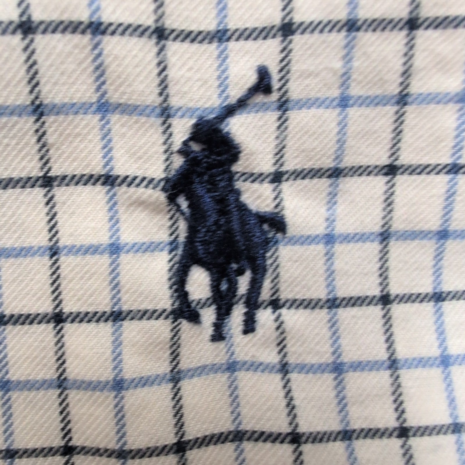 Chemise Ralph Lauren L Blanche Carreaux Bleu Noir Logo Marine Button Down Shirt